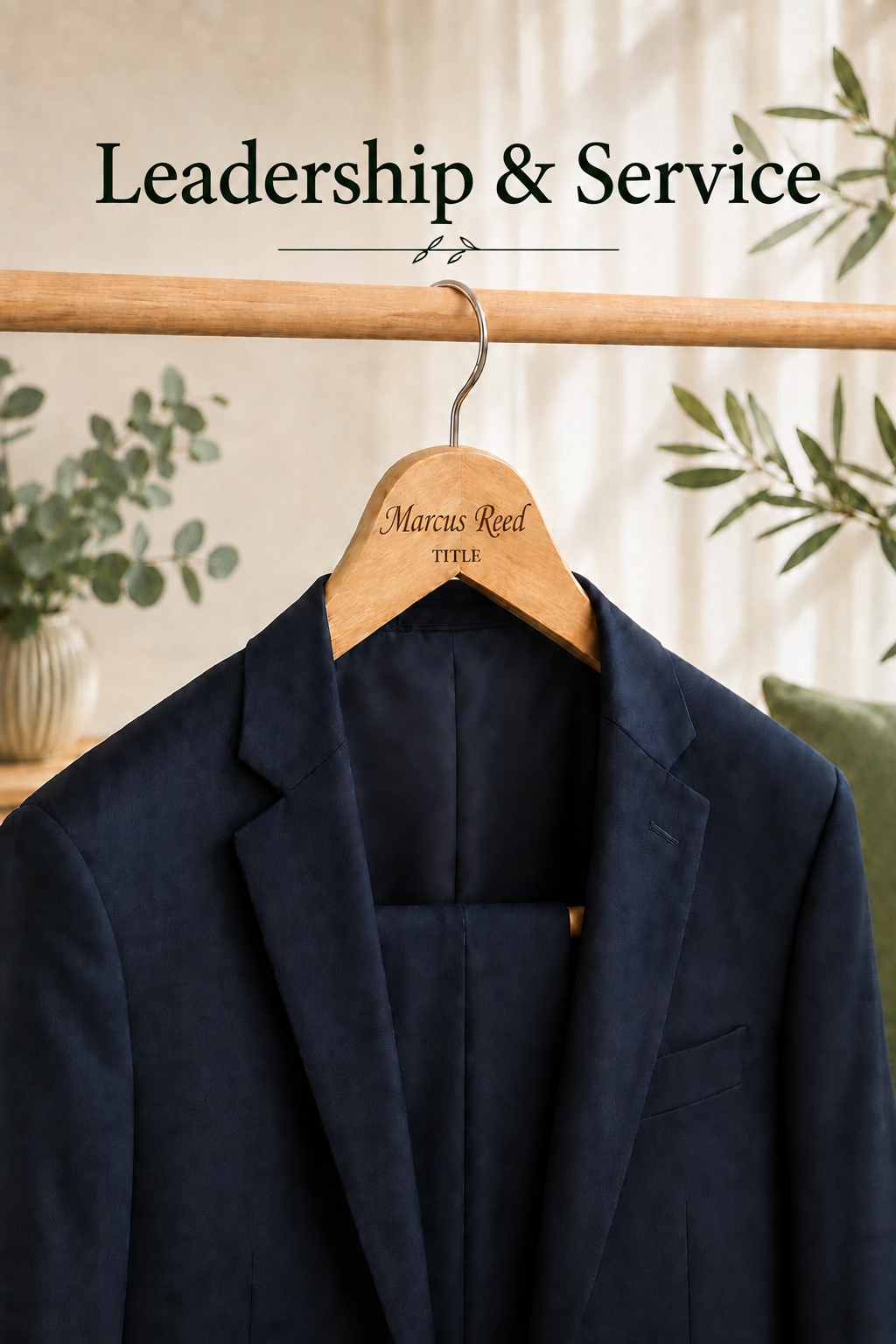 Personalized natural wood hanger for leadership and service recognition gifts