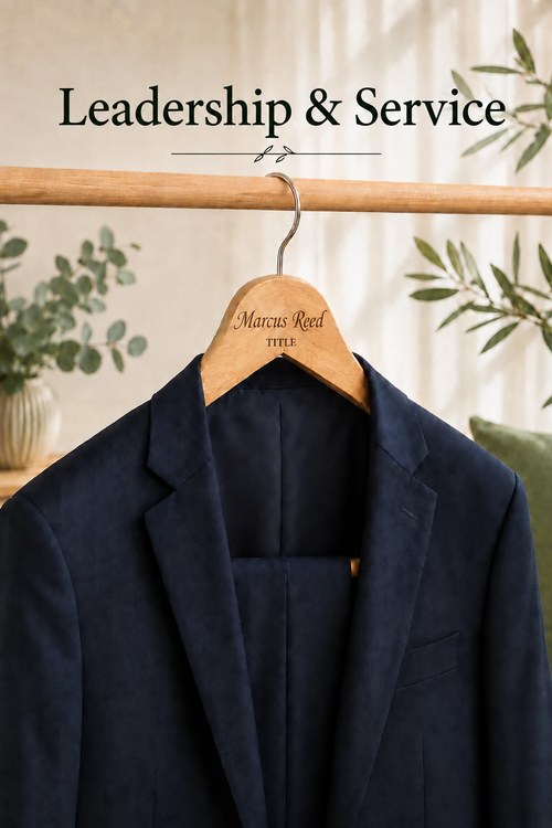 Personalized natural wood hanger for leadership and service recognition gifts